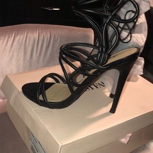 Sexy black strap up heels